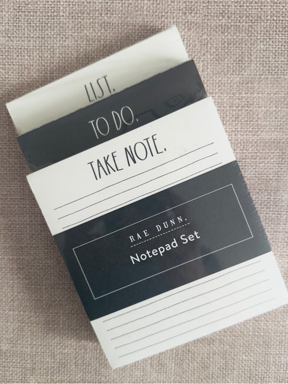 Rae Dunn Black & White Notepad Trio - LIST, TO DO, TAKE NOTE